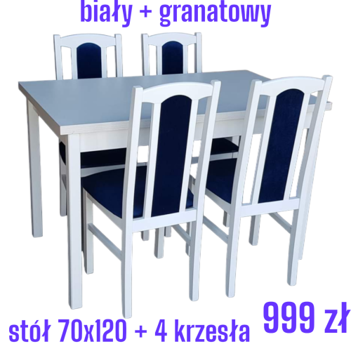 STÓŁ MAX 3 + 4 KRZESŁA BOSS , białe i białe/sonoma , 6 kolorów OD RĘKI