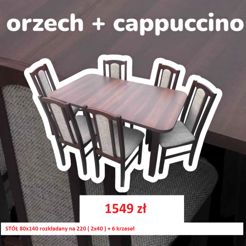 Stół Wenus 2XL 80x140/220 + 6x krzesło BOS7 , 19 kolorów OD RĘKI