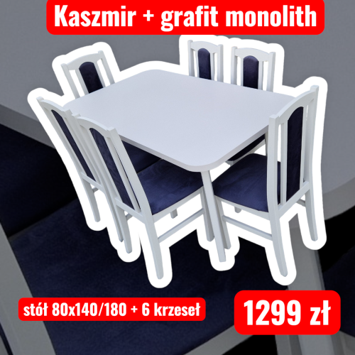 Stół Wenus 2P 80x140/180 + 6x krzesło BOS7 , 46 kolorów OD RĘKI