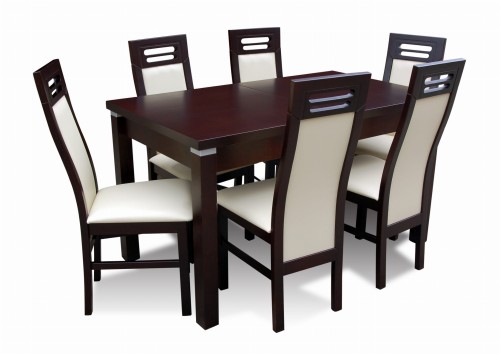 Zestaw stół s-18 80x140/180 fornir + 6 x krzesło K65