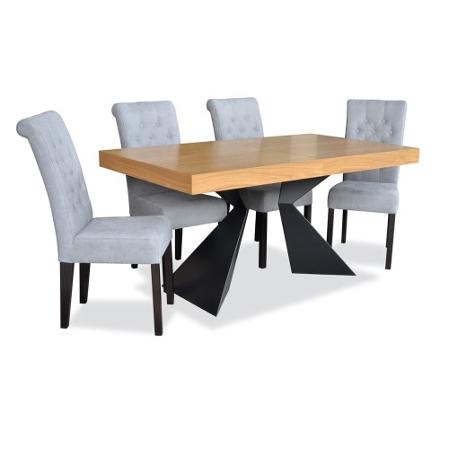 Komplet jadalniany S-12 metal 90x160x210 fornir dębowy lakier + 4 krzesła K11G